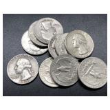 10 SILVER WASHINGTON QUARTERS (MIXED DATES)