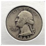 1942 WASHINGTON SILVER QUARTER
