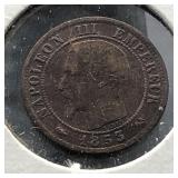 1853 B FRANCE ONE CENTIME