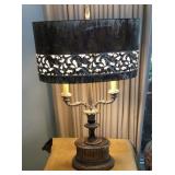 Vintage Double Light Lamp w/Metal Shade