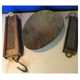 Antique Hanson Cotton Scales & Scale Basket