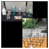 Collection of Vintage Jars, Metal Carrier