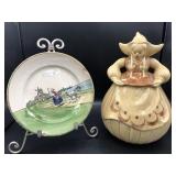 Dutch Girl Cookie Jar & German Plate