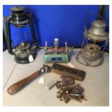 Railroad Lantern, Antique Gold Scale & Tools