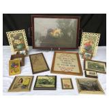 Vintage Needlepoint, Artwork & Glass-top Tray