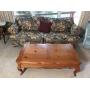 Floral Couch and All Wood Coffee Table