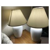 Pair of Matching Large White Ginger Jar Lamps