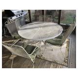 Wrought Iron Round Outdoor Table & 4 Matching Chai