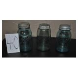 (3) Blue Ball Mason Jars