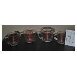(4) Vintage Measuring Cups Pyrex and Fire King