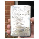 Sterling (.950) cigarette case, Mt. Fuji Japan