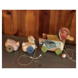 (3) Vintage duck pull toys