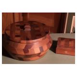 Pair of handmade inlay wooden items