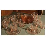 (23) pcs Pink Depression saucers & sorbet