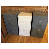 Lot of 3 Metal 2x drawer filing cabinets
