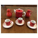 9 pcs Marlow Red & White Tea set
