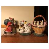 3 pcs Cast Iron Door Stops, Santa, Easter