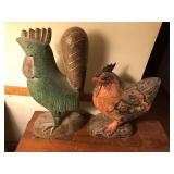 Pair of wood Chickens