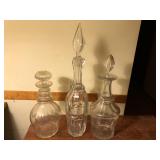 3 pcs unmarked Glass & crystal Decdanters