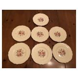 7 Early Old Staffordshire Rose pattern china plate