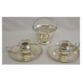 3 pcs. Sterling Candle Holders and Sugar Basket