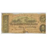 1864 Confederate Five Dollar Bill