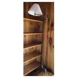 Vintage green iron floor lamp with shade