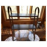 Vintage walnut 2-tier floor stand