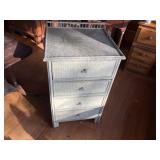 Early green flake paint wicker 3 drawer dresser