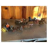 Lot of Cast Iron Horse & Buggy figures