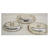 3 pcs. Silver Plate Covered Serving Dishes