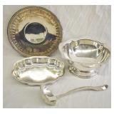 4 pcs. Silver Plate Punch Bowl & Plates