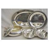4 pcs. Silver Plate Serving Platers & Bowl