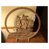 Cast Iron large Viking ship door stop 18"T
