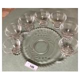 8pcs Crystal set, 7 Parfait & serving tray etched