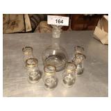 Crystal decanter set w/shot glasses