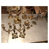 Large lot of brass décor, candle holders ++