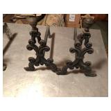 Early Fireplace Cast Iron andirons dragon feet