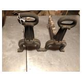 Set of early cast iron andirons