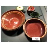5pcs of Pottery, sugar, creamer, bowl, Hull ++