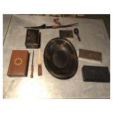 misc vintage boxes, letter opener & more