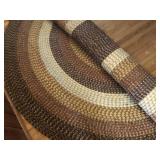 Dining room round rug, woven pattern nutral colors