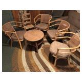 6pcs vintage Bamboo & Cane chairs & table