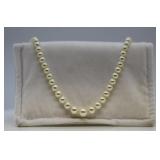 Vintage Genuine Pearl Necklace w/ Silver Clasp