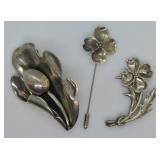 3 pcs. Sterling Silver Brooches / Pins