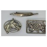 3 pcs. Sterling Silver Brooches / Pins