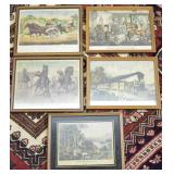 5 pcs. Antique Currier & Ives Prints