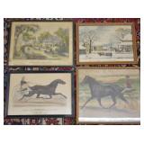 4 pcs. Antique Currier & Ives Prints