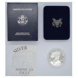 2000 PROOF SILVER EAGLE W BOX AND PAPERS