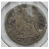 1853 O SEATED HALF DIME